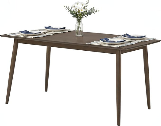 Alaterre Furniture Calais Dining – Mid Century Modern 59-Inch Rectangular Dining Table for 4 – Solid Wood Kitchen and Dining Room Table with Minimalist Design (Warm Walnut Finish)