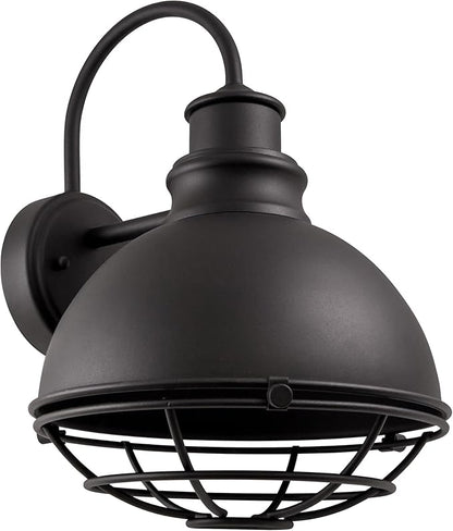 Design House 588442 Ajax Industrial Modern 1-Light Indoor/Outdoor Dimmable Wall Light with Removable Metal Wire Cage Shade for Porch Entryway Patio Garage Kitchen Bedroom, Textured Black