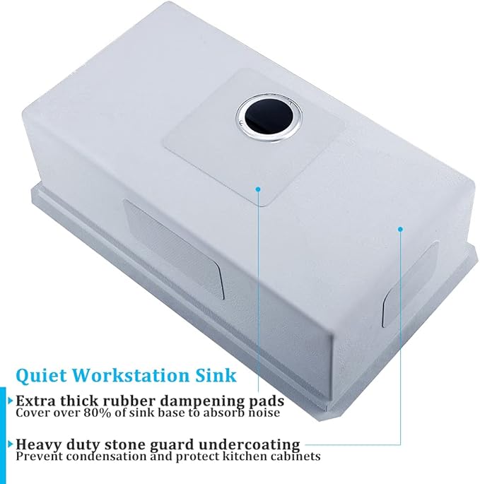 30 Inch Undermount Kitchen Sink Stainless Steel, 30 x 19 Inch Single Bowl Undermount Workstation Sink 10 Inch Deep Commercial 16 Gauge Stainless Steel