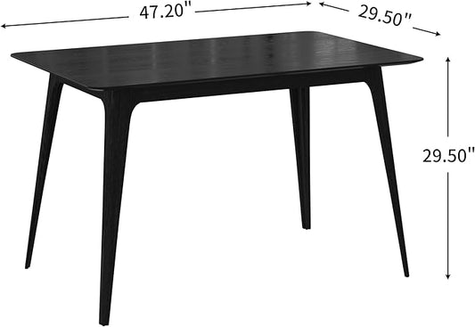 Mid - Century Modern Solid Wood Table with 4 Farmhouse Pcs Tapered Dining Table Legs for Kitchen Island, Bench - Natural Hardwood Replacement Legs (Black)