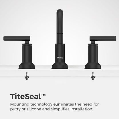 Pfister Capistrano 8 in Widespread 3 Hole Matte Black Bathroom Sink Faucet with 2 Handles, Push & Seal Drain, NSF Certified, Spot Defense Finish for Vanity LF049CSOSDB