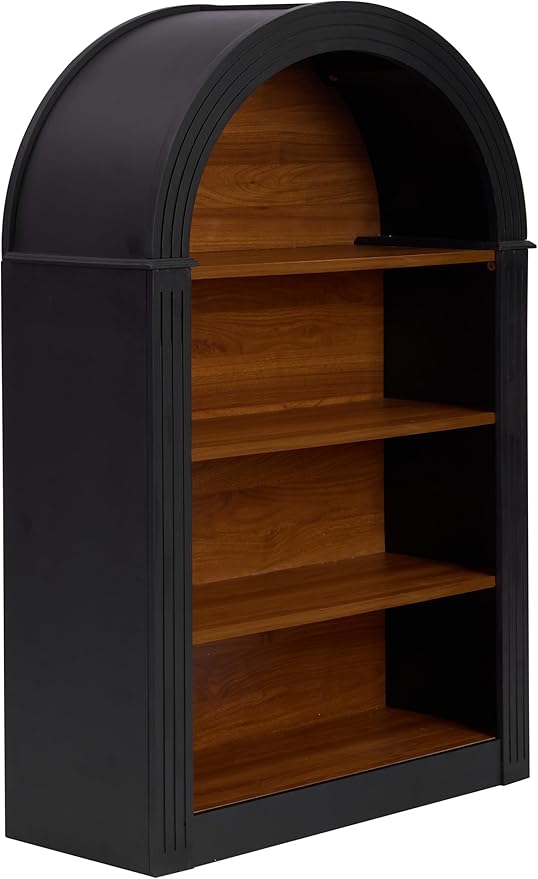 Ball & Cast 45.66" Tall Arched Storage Cabinet,Modern 4-Tier Wooden Display Cabinet with Open Shelves,Versatile Floor Bookcase Cabinet Organizer for Library,Living Room, Office, Black