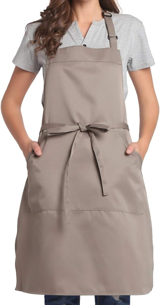 BIGHAS Adjustable Bib Apron with Long Ties for Women Men 18 Colors Chef Kitchen Cooking
