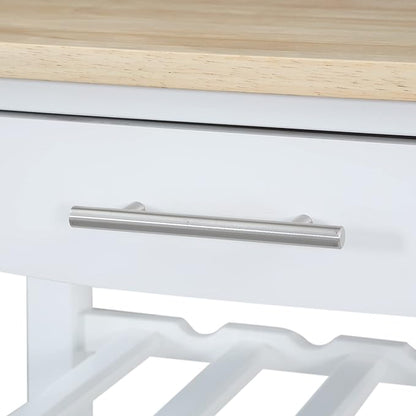 Convenience Concepts Ellaine Butcher Block Kitchen Cart 24.75" - 4 Tier Kitchen Island with Storage Drawer, Dining Room Wine Rack on Wheels, Coffee Station Table, Mobile Utility Trolley, White