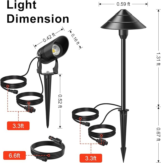 Low Voltage Landscape Lighting, 14-Pack Aluminum Path Lights with 72W Controller, 12 Pathway Lights+2 Spotlights, 140FT, 3000K, IP65 Waterproof, Timer & Remote, Plug and Play, 3-Year Warranty