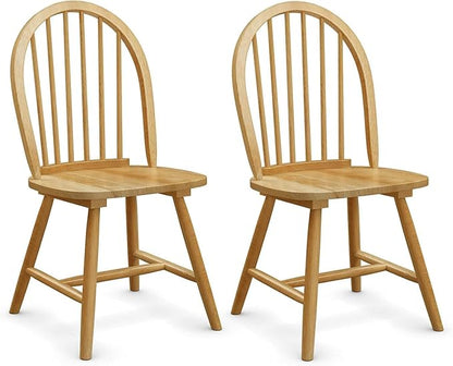 SIMOE Windsor Dining Chairs Set of 2, Farmhouse Kitchen Chairs with Solid Wood Legs, Spindle Back, Wooden Armless Dining Room Chairs for Kitchen, Dining Room, Oak