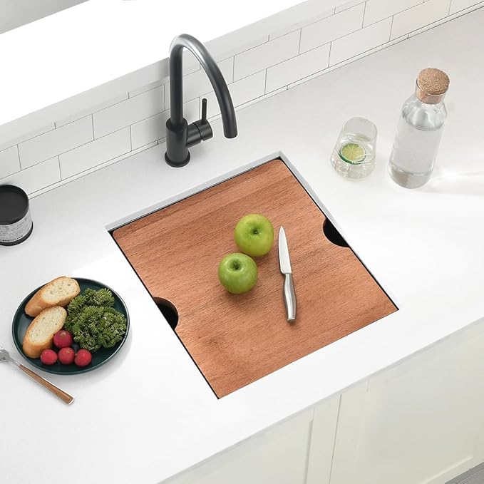 15 Black Inch Undermount Bar Sink, Swift Horse 15x17 Inch 16Gauge Black Stainless Steel Undermount Single Bowl Kitchen Bar Sinks With Cutting Board