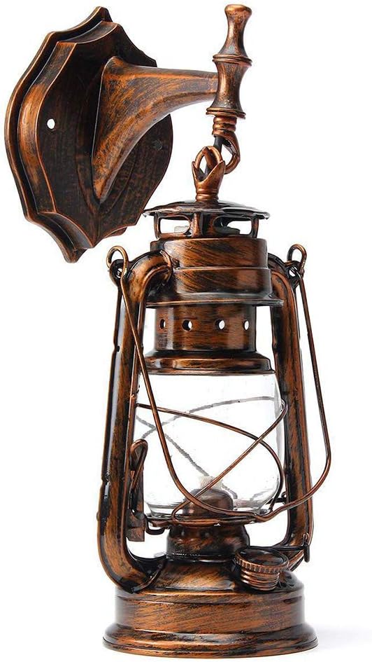 Futchoy FIKNEE Rustic Wall Lantern Light Retro Antique Vintage Lamp Porch Light Fixtures Outdoor Wall Sconce Outdoor Lighting Garden Yard (Brown)
