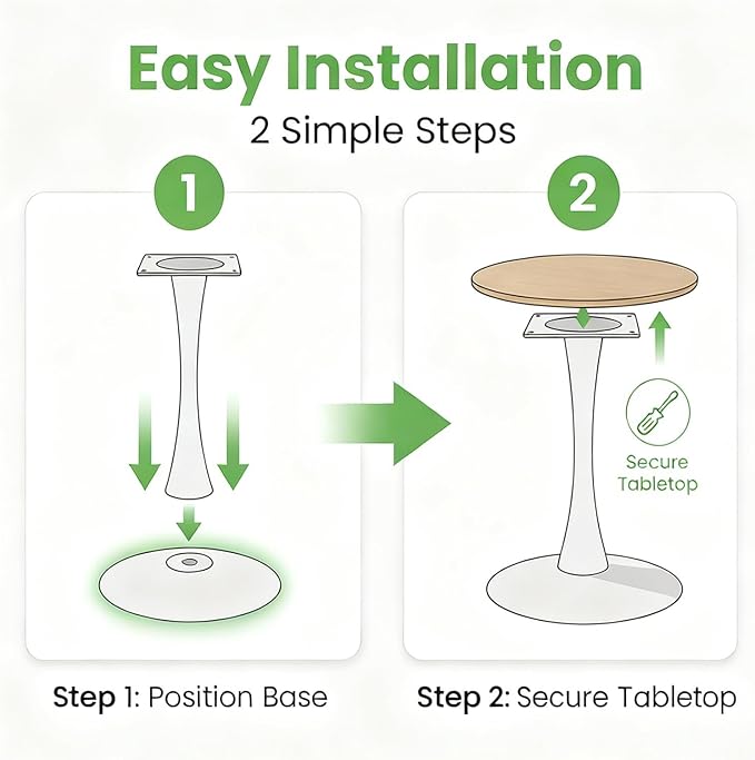 24" Small Round Dining Table for 2 – Durable & Well-Made Tulip Table with Sturdy Metal Frame, Compact 2-Seater Kitchen or Dining Room Table for Small Spaces, Apartments, Café, Restaurant, Office