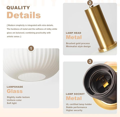 Plug in Pendant Light with Cord, 9.8" Milk Glass Hanging Light Fixture, White Ribbed Globe Swag Lamp with On/Off Switch, Mid-Century Modern Hanging Lamp for Bedroom, Kitchen, Dining Room