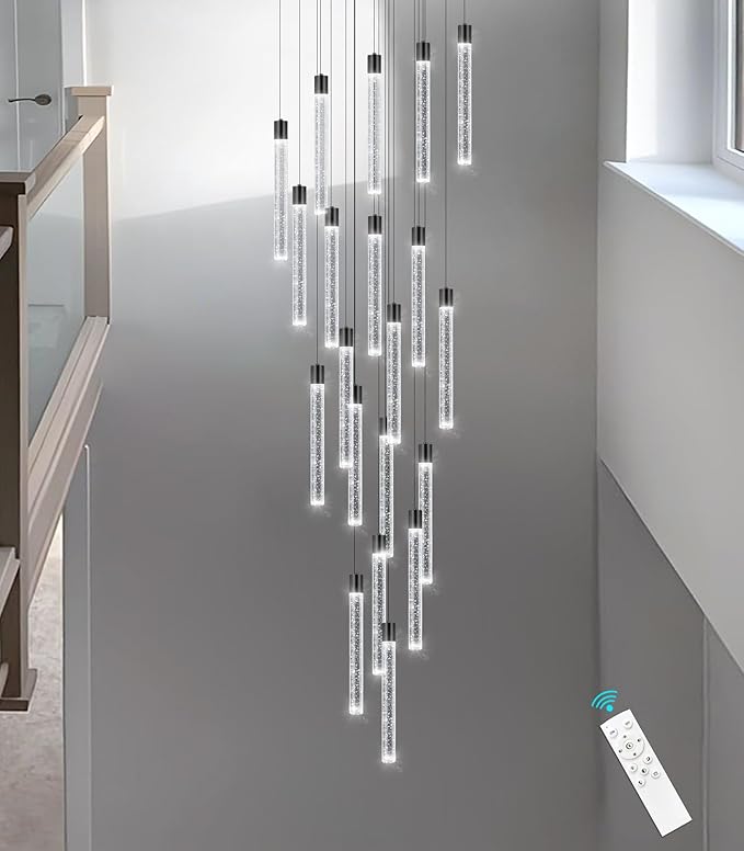 Long Large Modern Led Crystal Chandeliers Modern Spiral Chandeliers High Ceilings Chandelier for Staircase Foyer