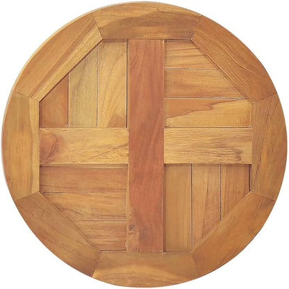 15.7" Solid Teak Wood Round Table Top 1" Thick Rustic Butcher Block Style for Kitchen Island Workbench Desk Coffee Table Indoor or Outdoor Use