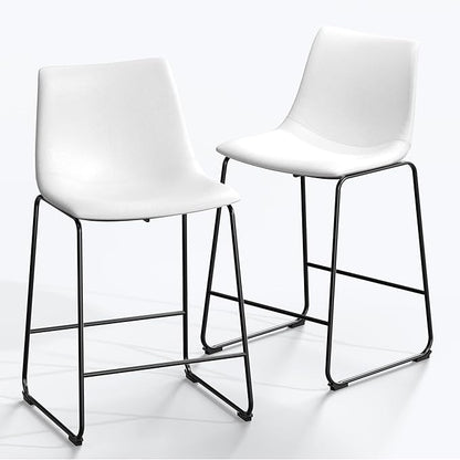 NicBex Retro Bar Stools Crazy-Horse Leather with Metal Legs Barstools, Lounge Kitchen Island Counter Stools, Set of 2, (White Color) (A-GE17020-USSU014)
