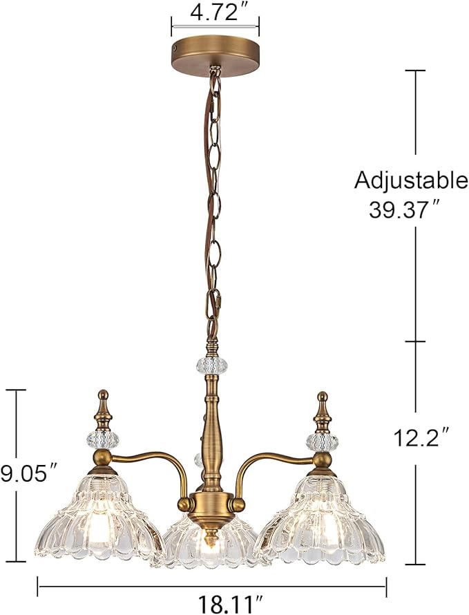 HDDFL Chandelier Light 3 Lights Chandeliers Lamp Modern Pendant Lighting Fixtures for Dining Room Entryway Living Room Bedrooms Foyer Entrance Kitchen