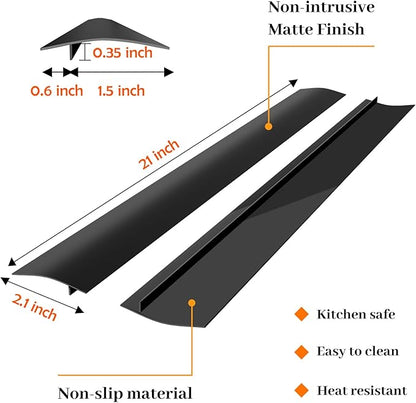 Silicone Stove Gap Covers 2 Pack, Heat Resistant Flexible Kitchen Silicone Gap Cover Filler Between Stovetop and Counter, 21 Inches Black