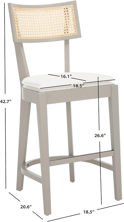SAFAVIEH Home Collection Galway Grey/Natural 27-inch Seat Height Counter Stool for Kitchen Island Breakfast Nook