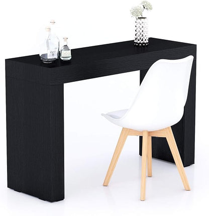 Mobili Fiver, Evolution Dining Table 47.2 x 15.7 in, Ashwood Black with Two Legs, for 2 People, Modern Dining Table for Kitchen, Italian Furniture