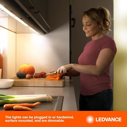 LEDVANCE 24" LED Undercabint Light, 18W, 3 CCT Select 2700/3000/4000K, 80 CRI, Linkable, 1200 LMS, Accessories Included - 1 Pack (62443)