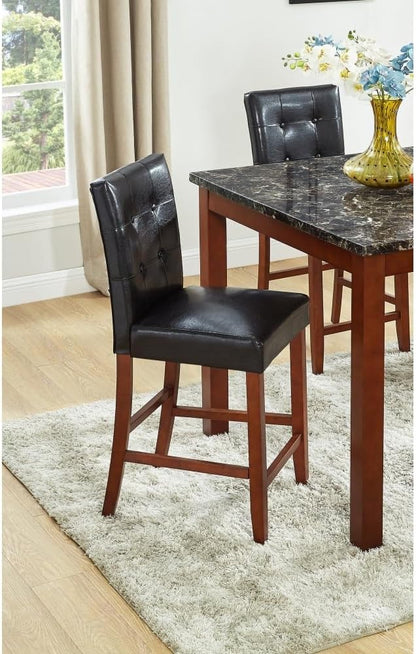 Counter Height Dining Set with Faux Marble Top and PU Upholstered Chairs for Kitchen Island Seating