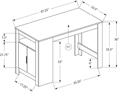 Monarch Specialties I 1202 Dining Table, 48" Rectangular, Counter Height, Kitchen, Small, Storage, White Laminate