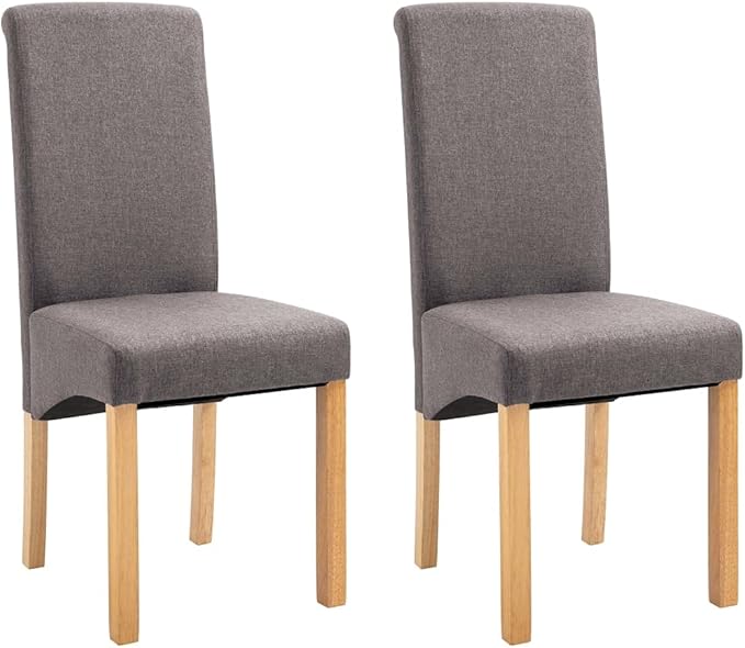 Taupe Dining Chair Set of 2, 8.5"x6.5"x14.9" Modern Fabric Accent Chairs with Solid Wood Legs, Ergonomic Comfortable Seating for Dining Room, Kitchen, Living Room or Bedroom
