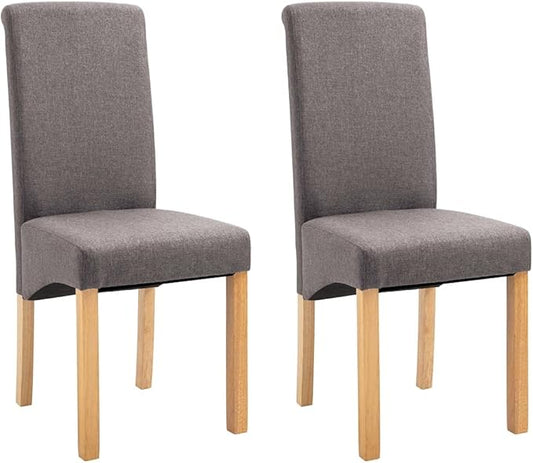 Modern Dining Chairs Set of 2 Taupe Fabric Upholstered Wooden Frame Accent Chairs for Kitchen Living Room Comfortable Sturdy Furniture 16.5x21.5x37.8 Inches