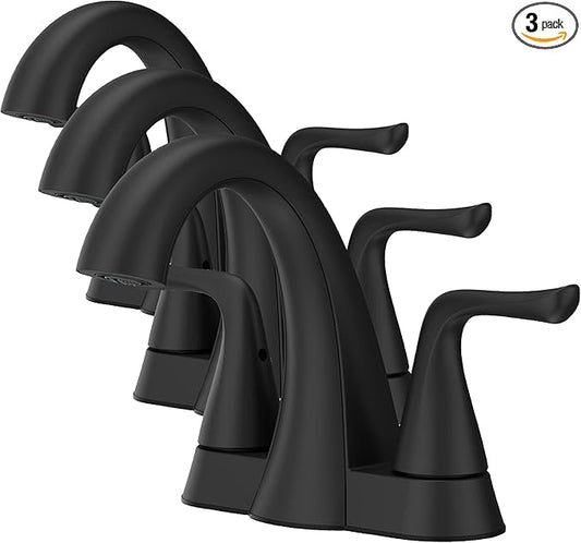 Pfister Willa Bathroom Sink Faucet, 4-Inch Centerset, 2-Handle, 3-Hole, NSF Certified, Spot Defense Matte Black Finish, LF048MALSDB | (Pack of 3)