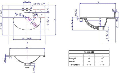 Design House Cultured Marble Vanity Top, 19 in W x 17 in D, Integrated 4 in Centerset Oval Sink & Backsplash, Ivory Swirl, 586263