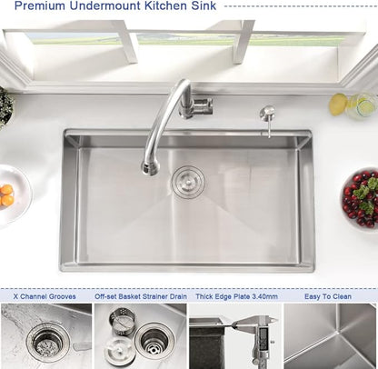 Stainless Steel Kitchen Sink Undermount-Hovheir 25x19 Undermount Kitchen Sink Workstation Sinks 16 Gauge Stainless Steel Single Bowl Deep Under Mount Sinks with Cutting Board