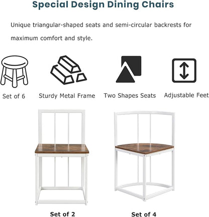 RuiSiSi Modern Dining Table Set for 6 Kitchen Table Set with 6 Dining Chairs and Faux Marble Tabletop for Kitchen, Dining Room, Small Space, Cherry+White