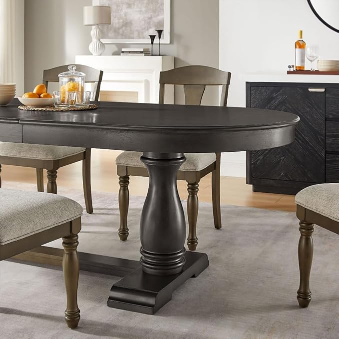 Mid-Century Modern Extendable Dining Table for 4-8, Expandable Space-Saving Kitchen Table with Leaf, Heavy-Duty Wood Finish Furniture for Dining Room, Small Apartment & Family Gatherings (Dark Brown)