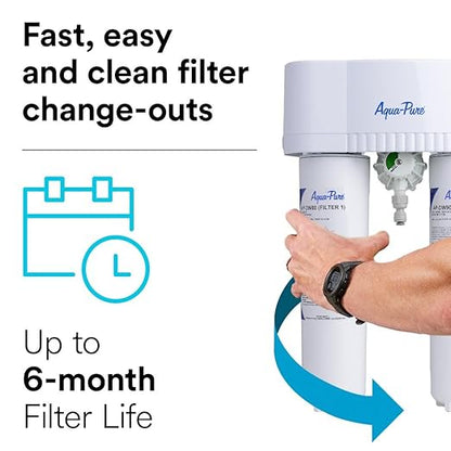 3M Aqua-Pure DWS1000 Under Sink Water Filter System, Removes Lead, Microplastics, Asbestos, Mercury, Particulates, Contaminants, VOC's
