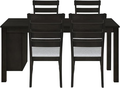 Merax LUMISOL 5 Piece Dining Table Set Kitchen Island Set of 4 with 2 Tier Storage Shelves Farmhouse Kitchen Set with Padded Chairs (Espresso, 5 Piece)