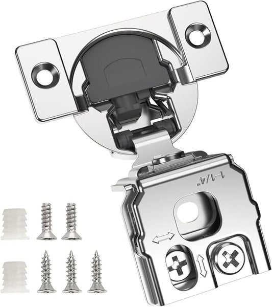 Chibery 30 Pack 1-1/4" Overlay 3D Soft Close Concealed Hinge for Face Frame Door, Smooth Slow Self Closing Hinges, Satin Nickel, Hidden 105° Open Angle Stainless Steel Hinge for Kitchen Cabinet Door