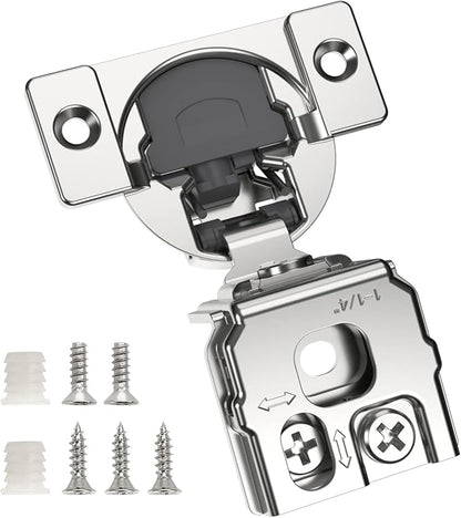 Chibery 20 Pack 1-1/4" Overlay 3D Soft Close Concealed Hinge for Face Frame Door, Smooth Slow Self Closing Hinges, Satin Nickel, Hidden 105° Open Angle Stainless Steel Hinge for Kitchen Cabinet Door