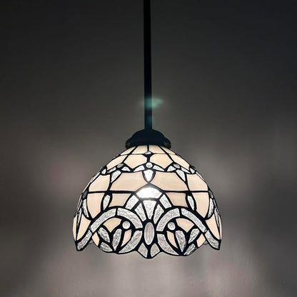 Tiffany Mini Hanging Lights White Stained Glass Baroque Style Lavender LED Bulb Included for Kitchen Island Counter Dining Room Hallway Hotel Café 8" W*60" H