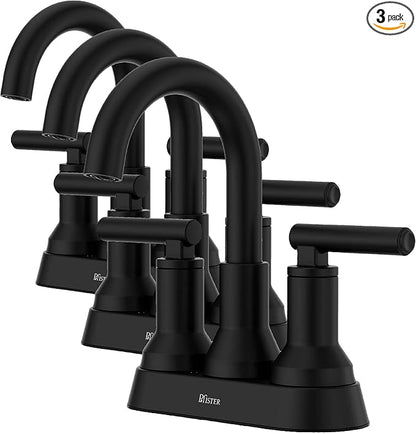 Pfister Capistrano Bathroom Sink Faucet, 4-Inch Centerset, 2-Handle, 3-Hole, NSF Certified, Spot Defense Matte Black Finish, LF048CSOSDB (Pack of 3)