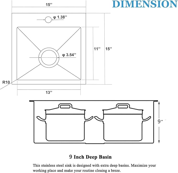 SHACO 15x15 Drop In Black Bar Sink, 15 Inch Stainless Steel Top Mount Gunmetal Black 16 Gauge Single Bowl Small Kitchen Outdoor RV Sink with Strainer Drain