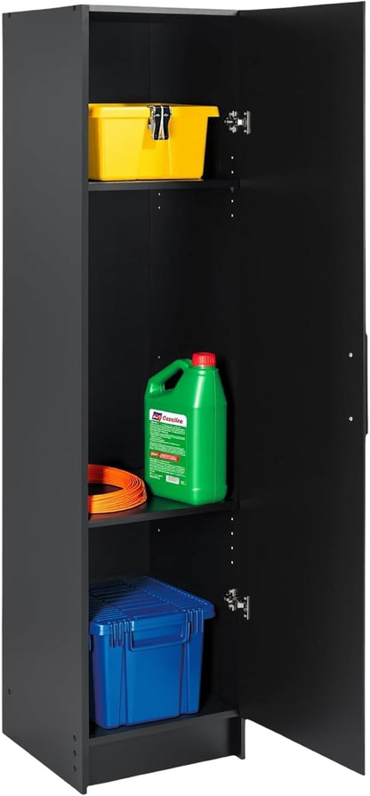 Prepac Elite 16” Wide Black Storage Cabinet with 2 Adjustable Shelves, Ideal for Bathroom, Pantry, Kitchen, Home Office, Laundry Organization, Good for Narrow Spaces 16”W x 65”H x 16”D, Black