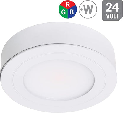 Armacost Lighting PureVue Dimmable LED Undercabinet Puck Light, RGB+W, White 263412