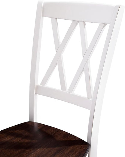 Crosley Furniture Shelby Traditional Wood X-Back Dining Room Chairs Set of 4, Kitchen Chair, Distressed White