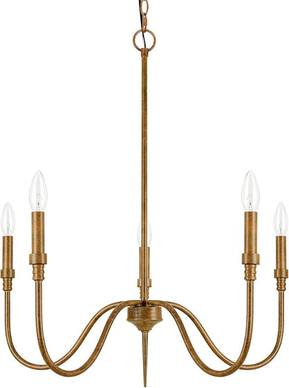 5-Light Farmhouse Chandelier Lighting Fixture, Linear Pendant Light for Kitchen Island, Dining & Living Room, Retro Bronze Finished
