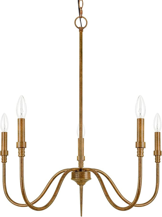 5-Light Farmhouse Chandelier Lighting Fixture, Linear Pendant Light for Kitchen Island, Dining & Living Room, Retro Bronze Finished