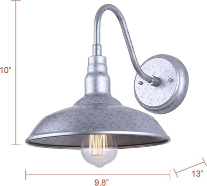 Canarm Rustica 1-Light Outdoor Barn Light, 10-Inch Galvanized Wall Mounted Gooseneck Outdoor Lighting, Wet-Rated for Porch, Garage and Entryway
