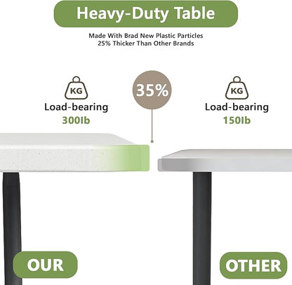 Folding Table 8ft - Heavy Duty Plastic Table with Handle, Foldable & Portable, Fold-in-Half Utility Tables for Outdoor, Dining, Wedding, Events, Indoor, Picnic, Camping, Party (White)