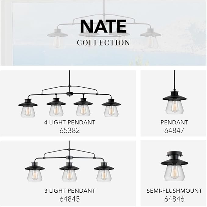 GLOBE Electric 64847 Nate 1-Light Pendant, Oil Rubbed Bronze, Clear Glass Shade