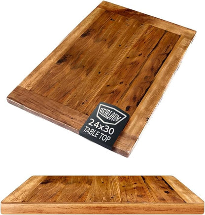 Reclaimed Wood Table Top - Rustic Recycled Solid Wooden Piece Perfect for Signs, Counters, Kitchens Table Tops (Reclaimed Wood Tabletop with Breadboard Ends, 24" x 30")