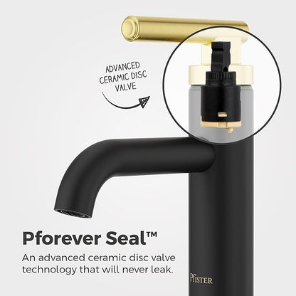 Pfister Capistrano Single Control Lavatory Faucet in Matte Black and Brushed Gold