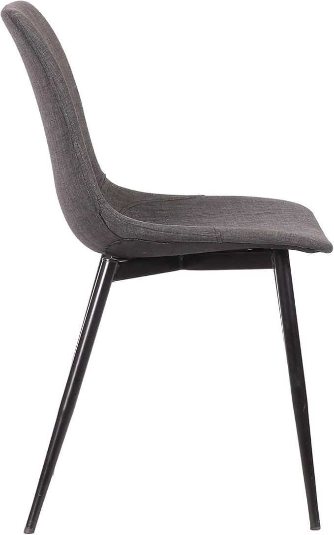 Armen Living Monte Mid Century Modern Dining Accent Chair for Table Kitchen Desk Vanity in Charcoal Gray Fabric Upholstery with Black Metal Legs