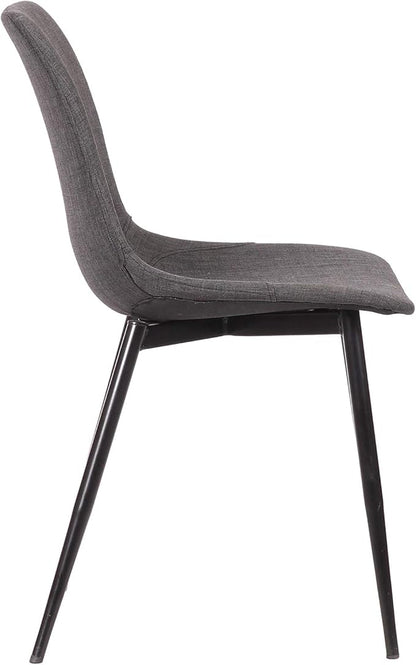 Armen Living Monte Mid Century Modern Dining Accent Chair for Table Kitchen Desk Vanity in Charcoal Gray Fabric Upholstery with Black Metal Legs